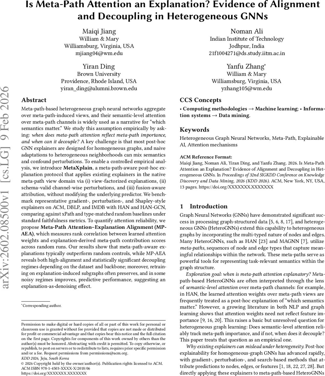 Is Meta-Path Attention an Explanation? Evidence of Alignment and Decoupling in Heterogeneous GNNs