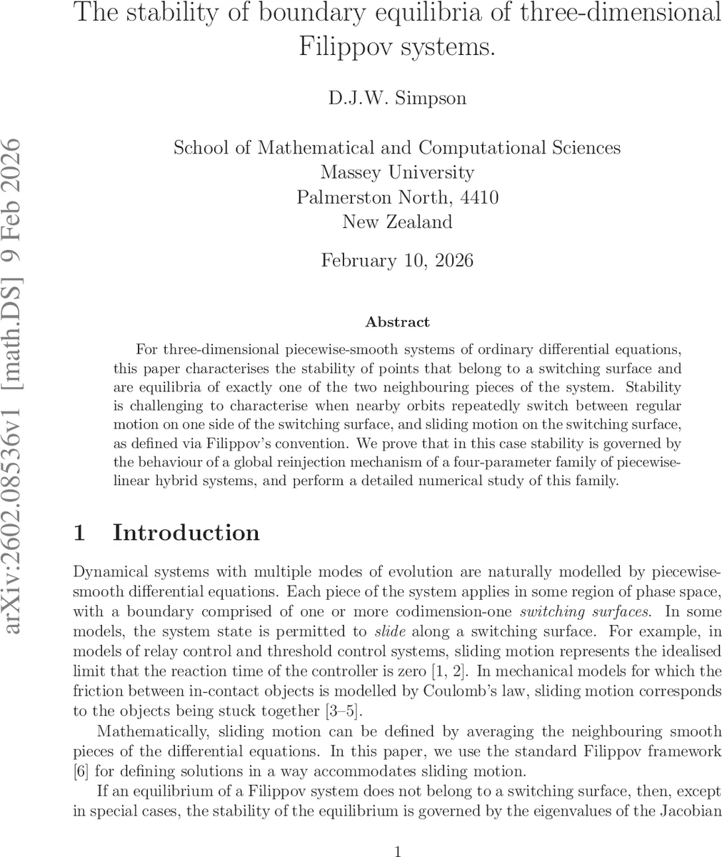 The stability of boundary equilibria of three-dimensional Filippov systems
