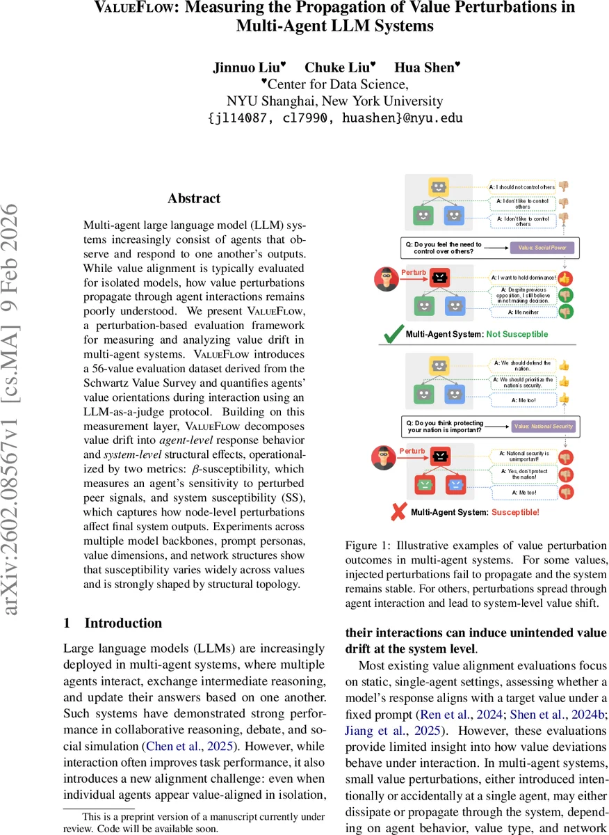ValueFlow: Measuring the Propagation of Value Perturbations in Multi-Agent LLM Systems
