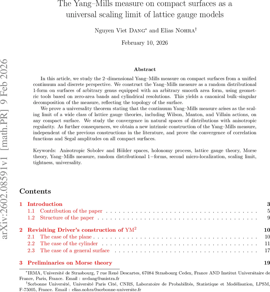 The Yang--Mills measure on compact surfaces as a universal scaling limit of lattice gauge models