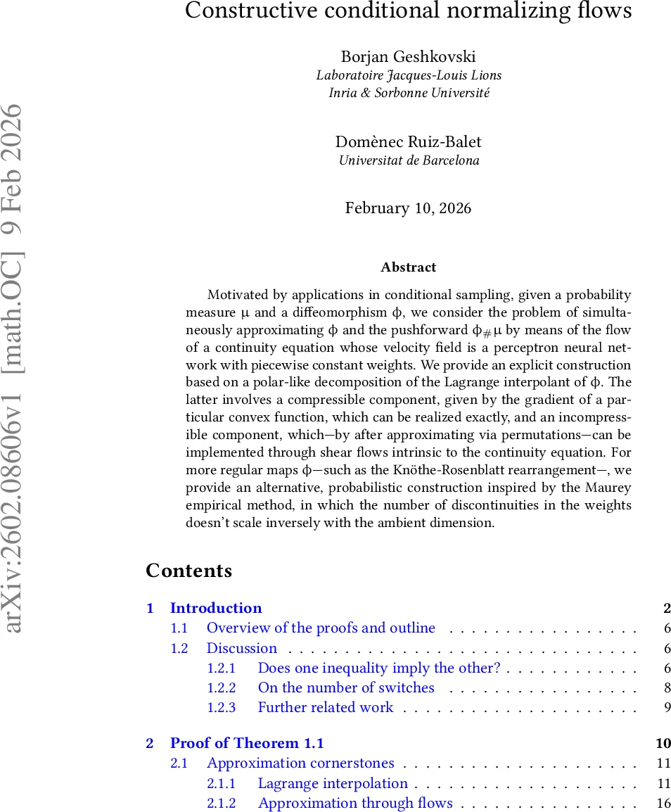 Constructive conditional normalizing flows