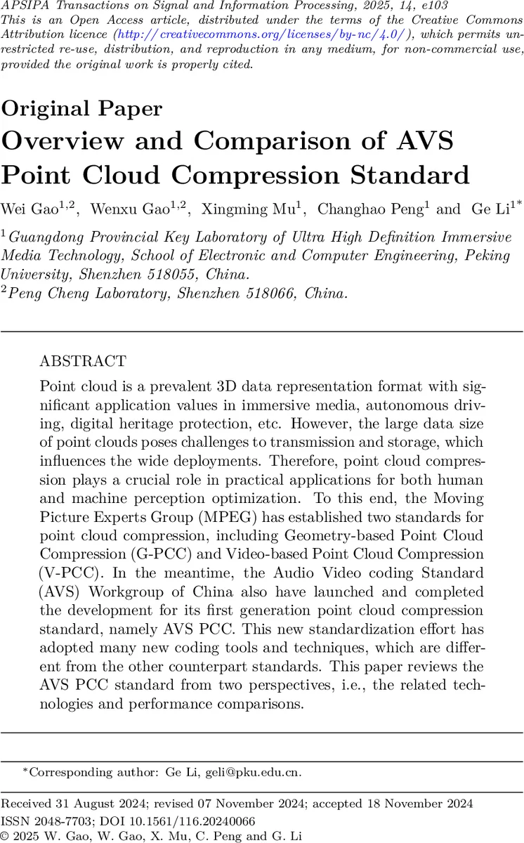 Overview and Comparison of AVS Point Cloud Compression Standard