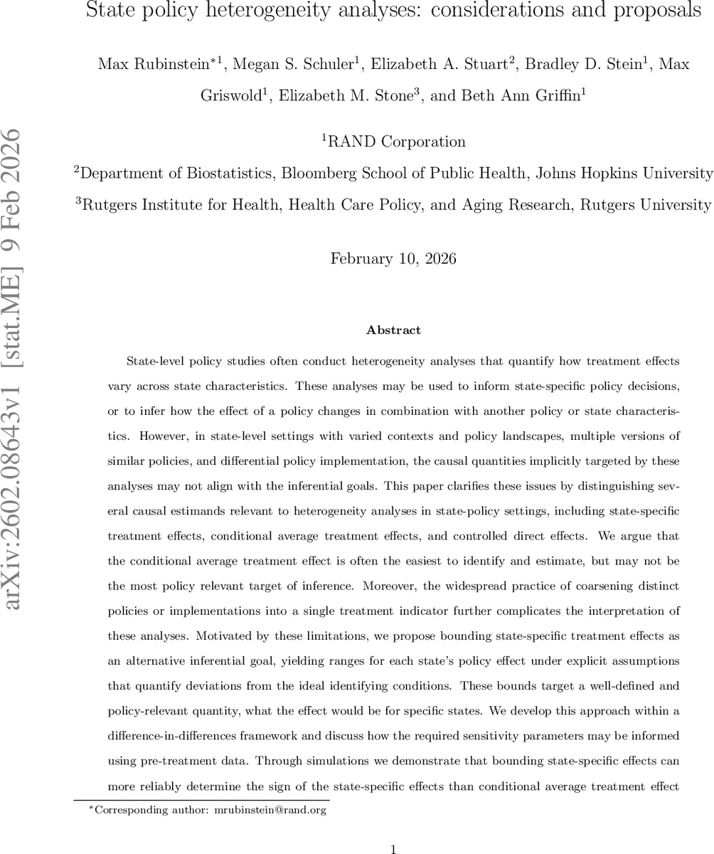 State policy heterogeneity analyses: considerations and proposals