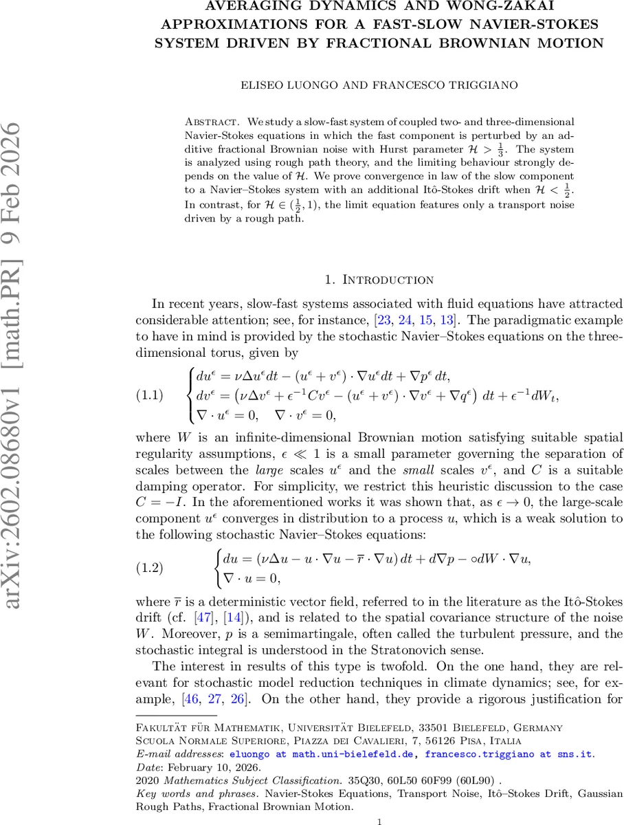 Averaging Dynamics and Wong-Zakai approximations for a Fast-Slow Navier-Stokes System Driven by fractional Brownian Motion