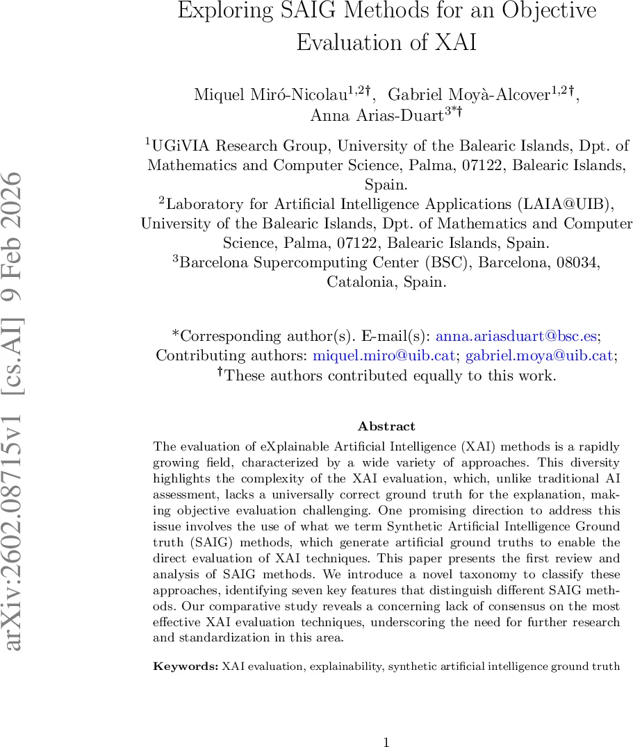 Exploring SAIG Methods for an Objective Evaluation of XAI
