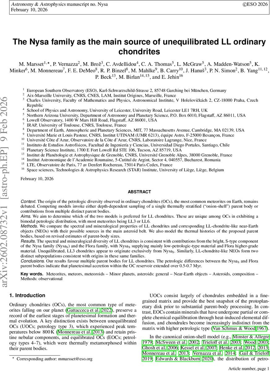 The Nysa family as the main source of unequilibrated LL ordinary chondrites