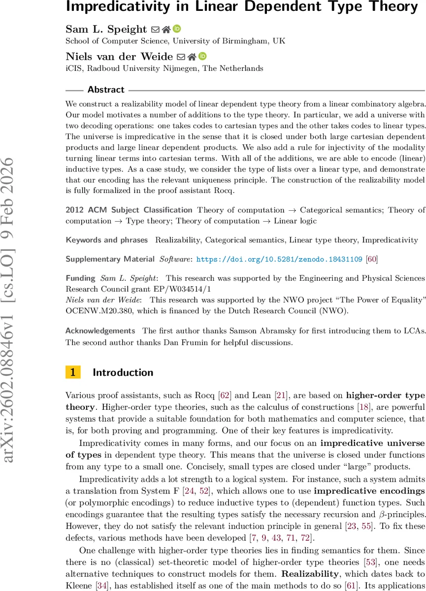 Impredicativity in Linear Dependent Type Theory