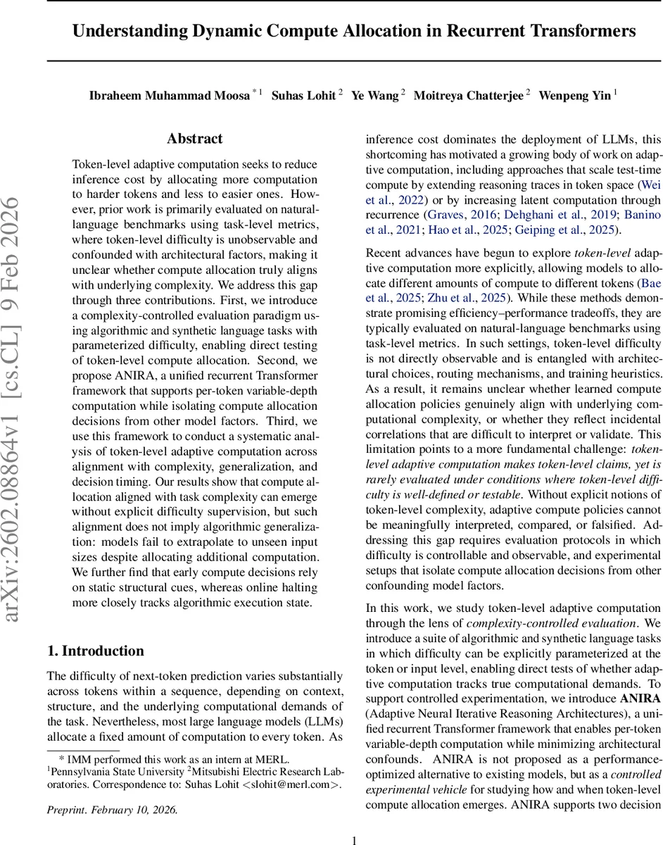Understanding Dynamic Compute Allocation in Recurrent Transformers