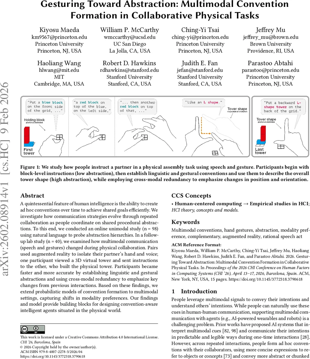 Gesturing Toward Abstraction: Multimodal Convention Formation in Collaborative Physical Tasks