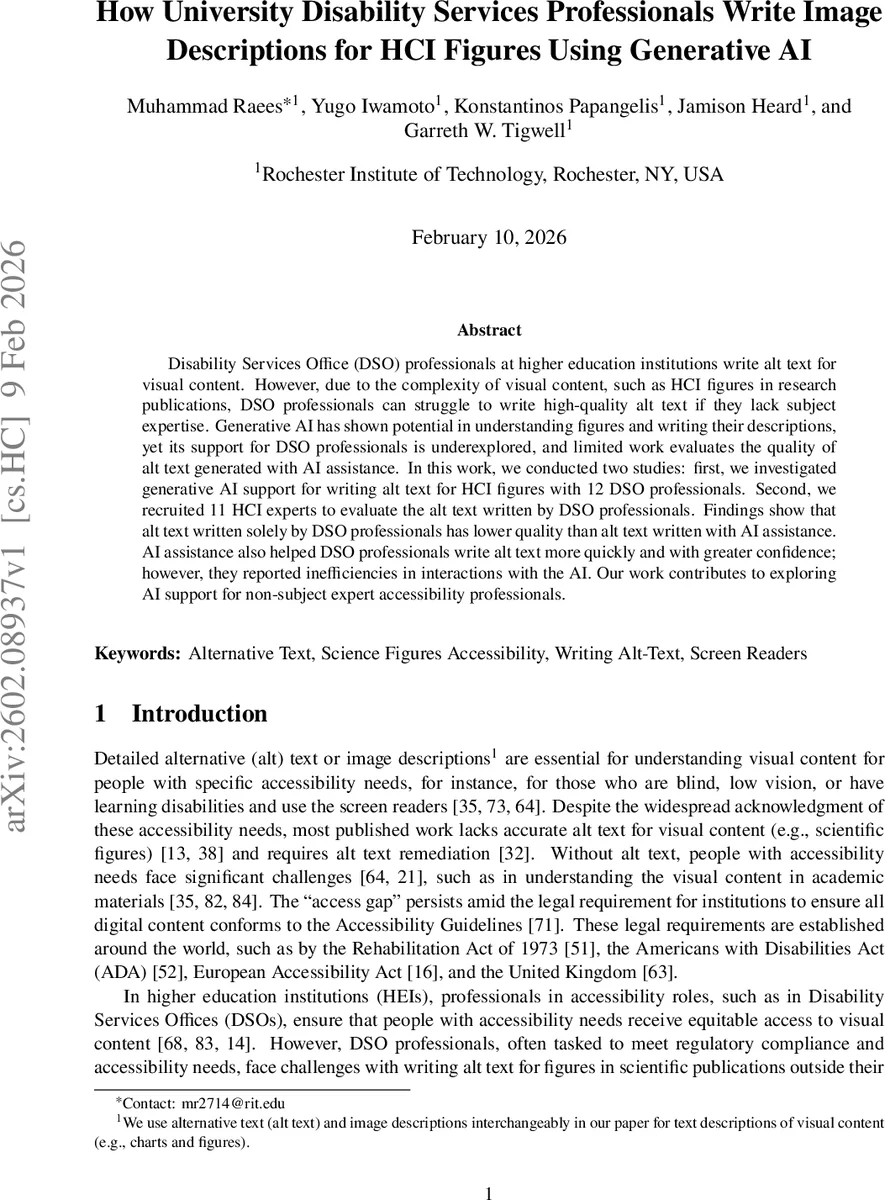 How University Disability Services Professionals Write Image Descriptions for HCI Figures Using Generative AI
