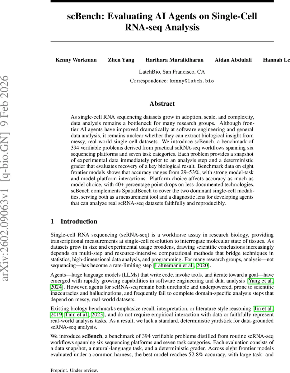 scBench: Evaluating AI Agents on Single-Cell RNA-seq Analysis