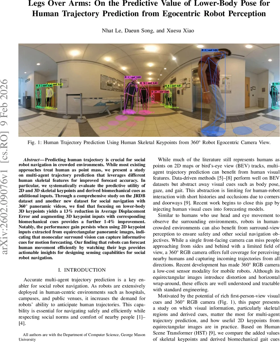 Legs Over Arms: On the Predictive Value of Lower-Body Pose for Human Trajectory Prediction from Egocentric Robot Perception