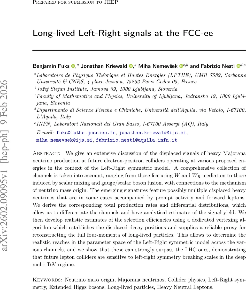 Long-lived Left-Right signals at the FCC-ee