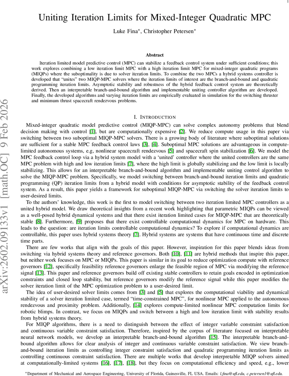 Uniting Iteration Limits for Mixed-Integer Quadratic MPC