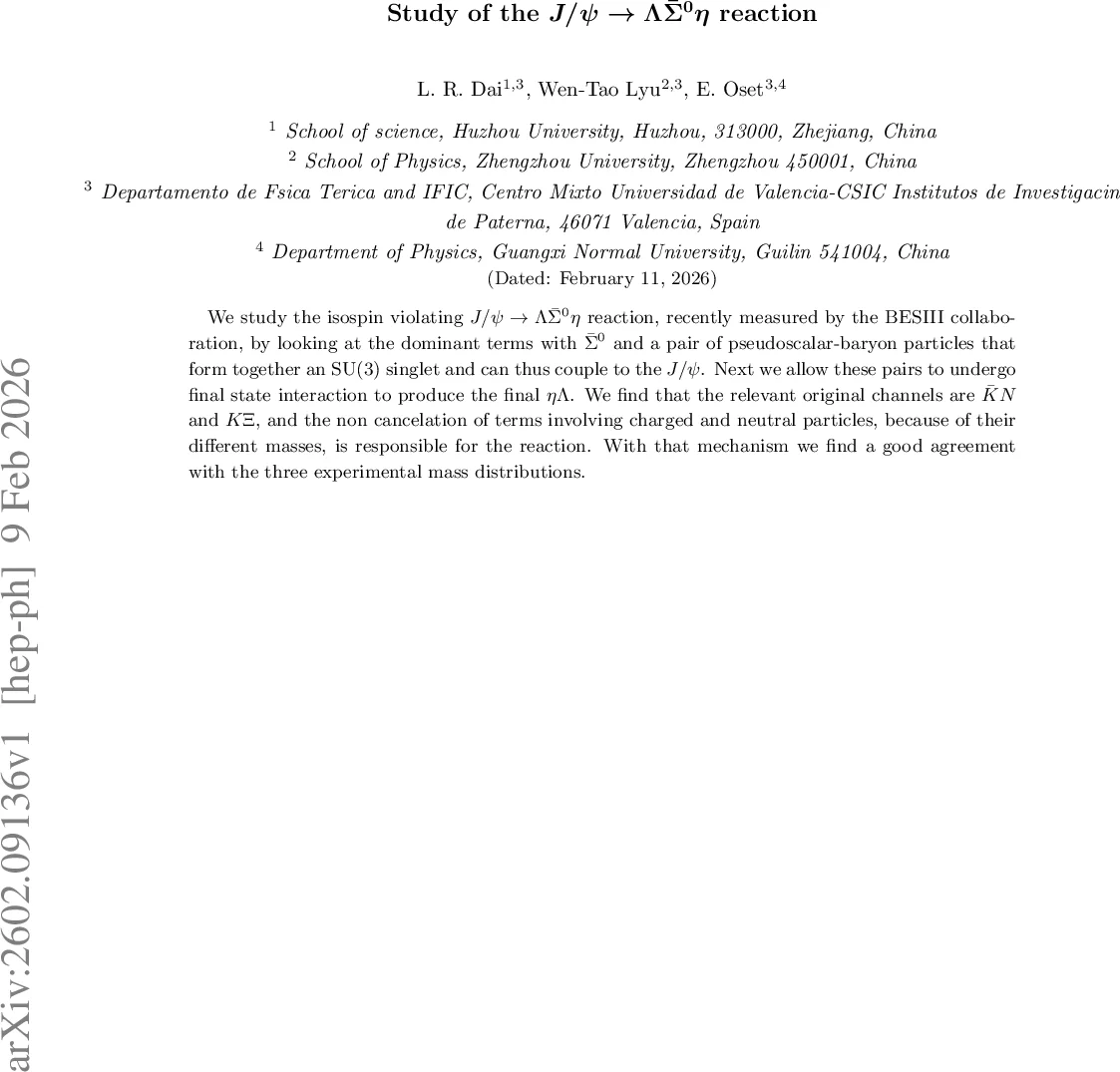 Study of the $J/ψ	o ΛarΣ^0η$ reaction