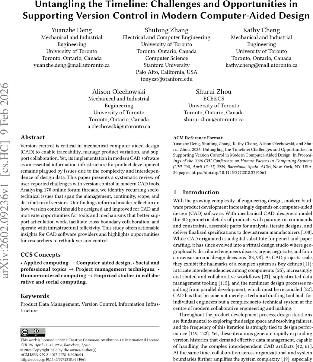 Untangling the Timeline: Challenges and Opportunities in Supporting Version Control in Modern Computer-Aided Design