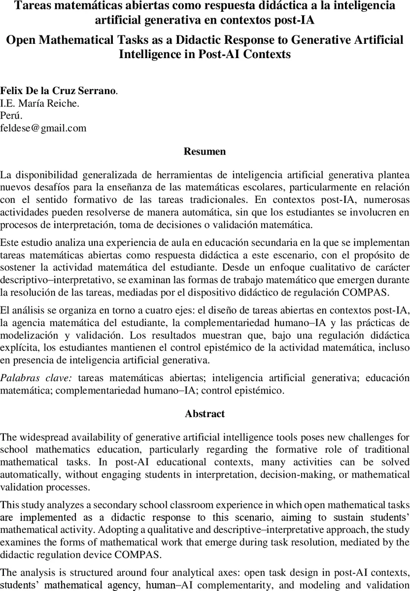 Open Mathematical Tasks as a Didactic Response to Generative Artificial Intelligence in Post-AI Contexts