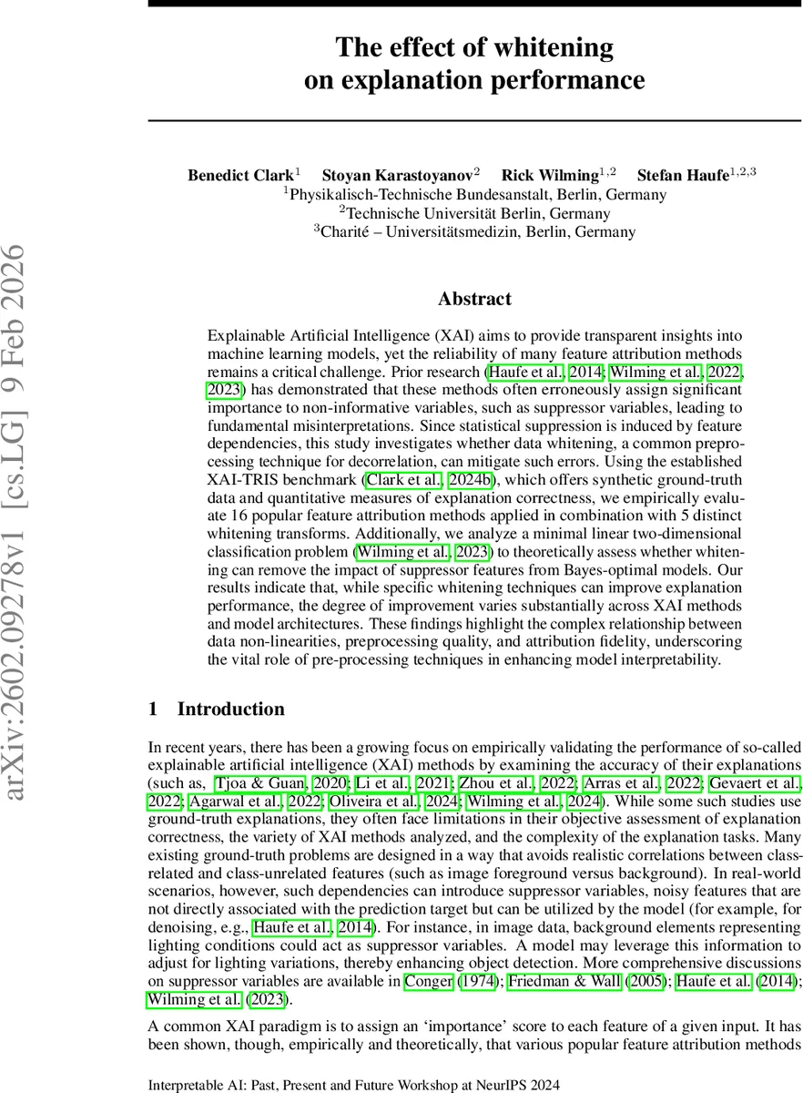 The effect of whitening on explanation performance