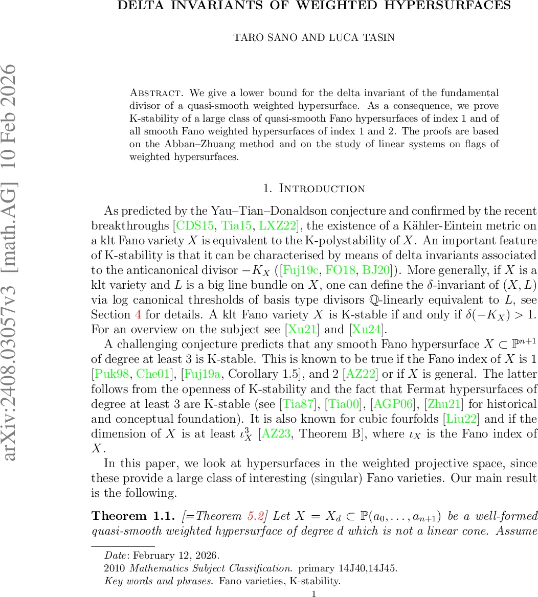 Delta invariants of weighted hypersurfaces