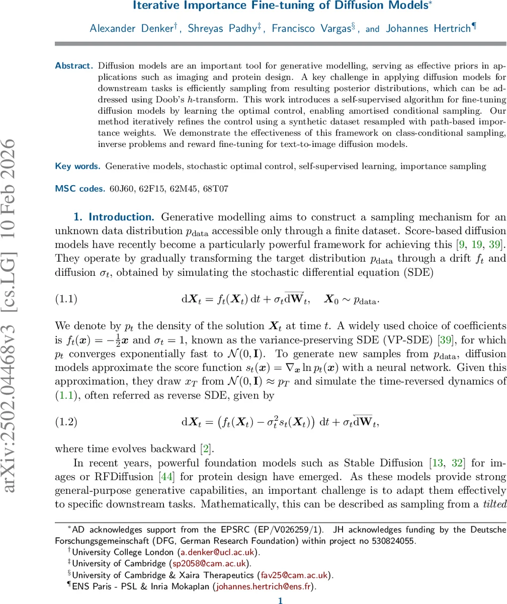 Iterative Importance Fine-tuning of Diffusion Models