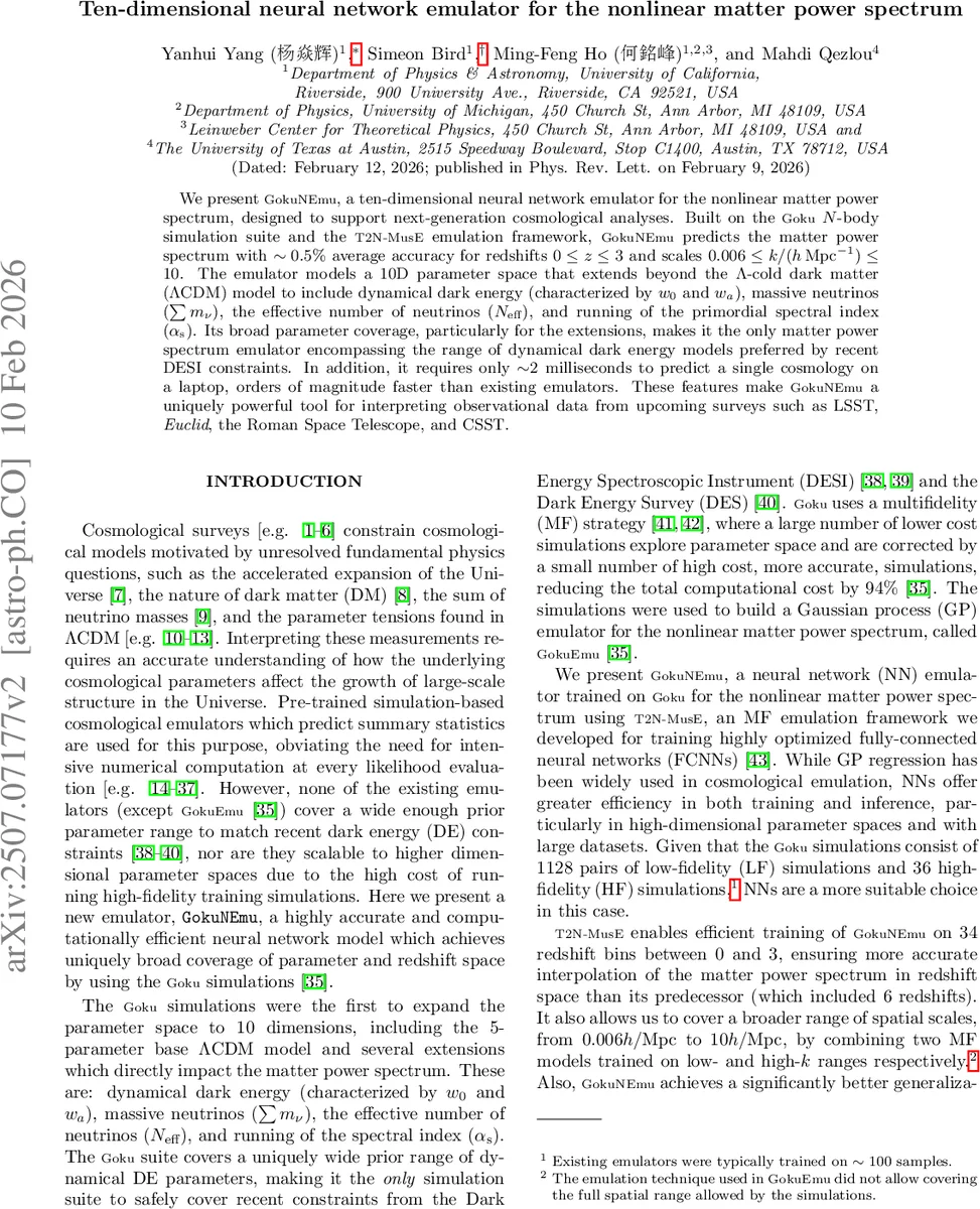 Ten-dimensional neural network emulator for the nonlinear matter power spectrum