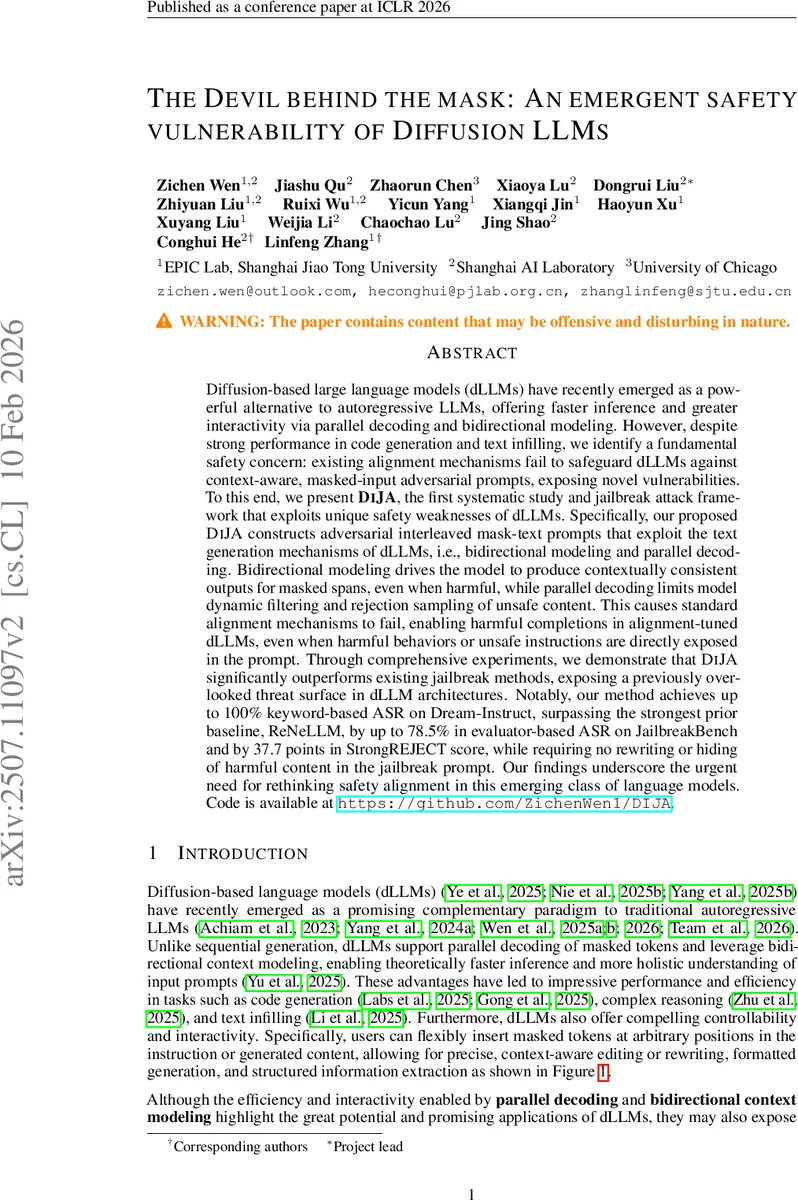 The Devil behind the mask: An emergent safety vulnerability of Diffusion LLMs
