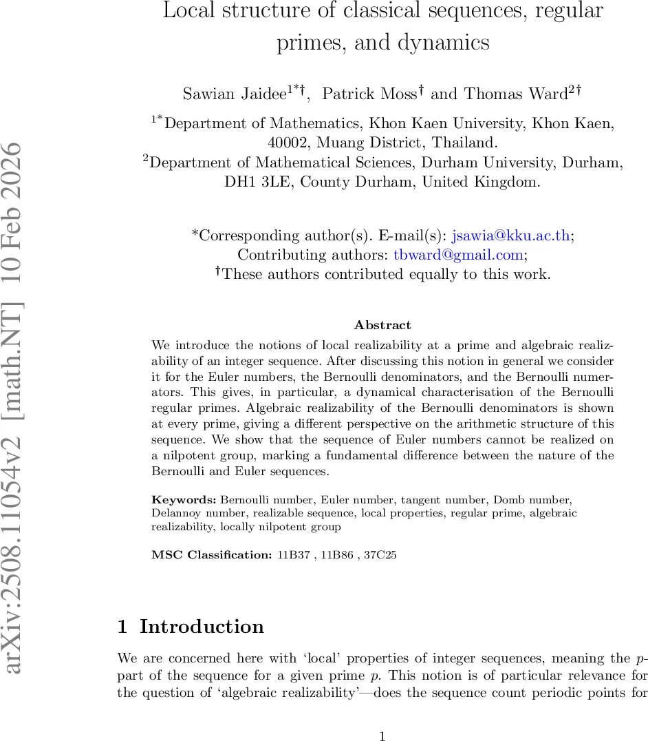 Local structure of classical sequences, regular sequences, and dynamics