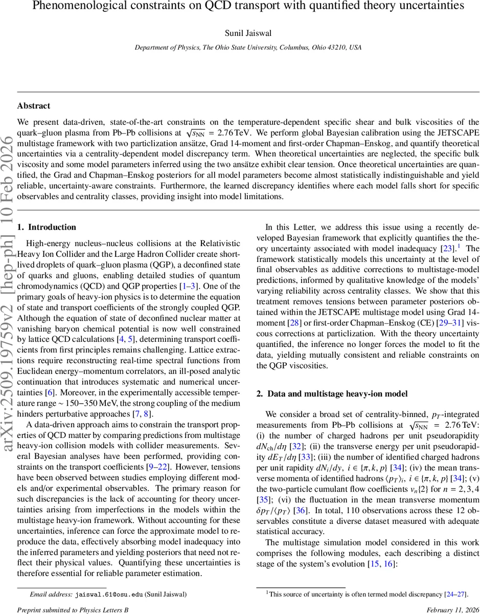 Phenomenological constraints on QCD transport with quantified theory uncertainties