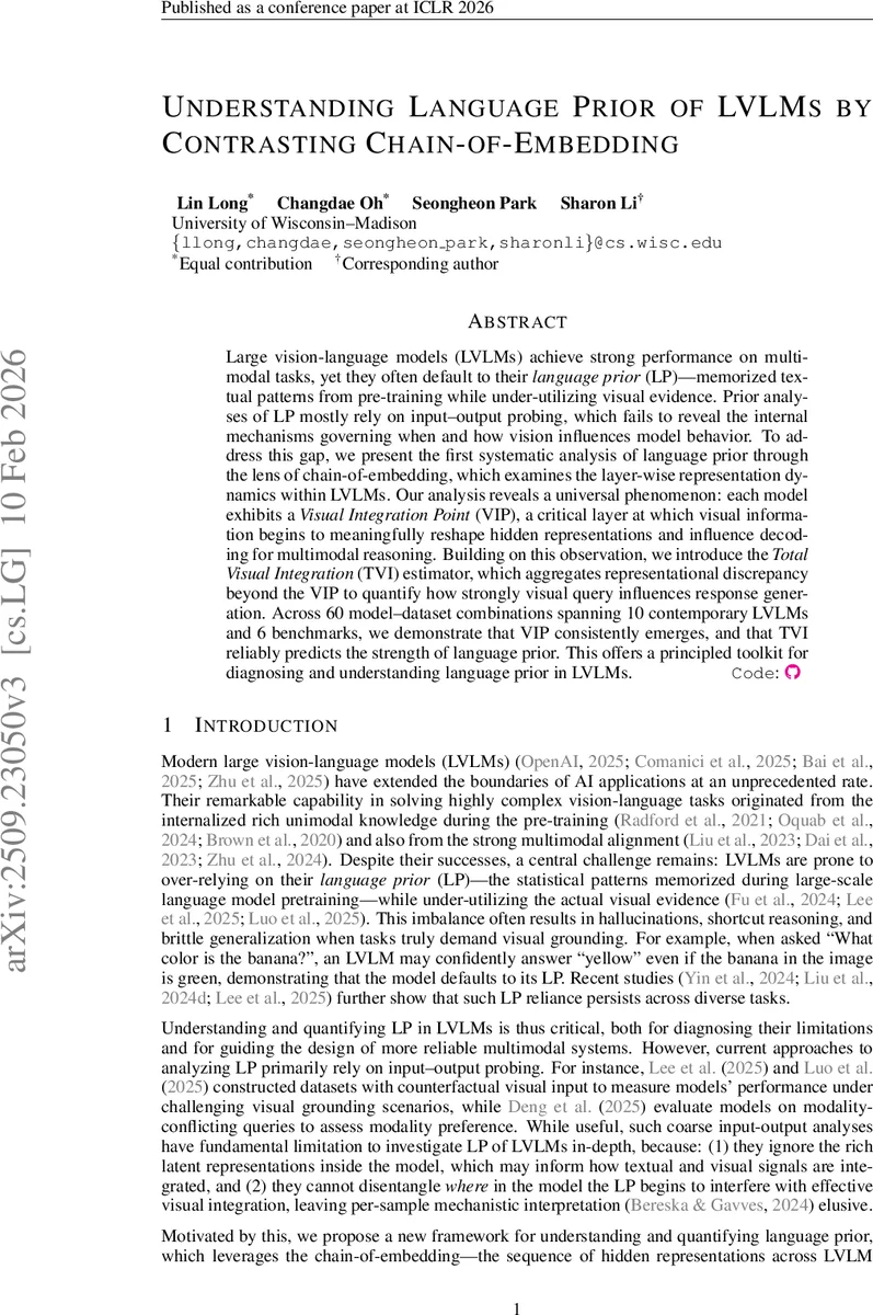 Understanding Language Prior of LVLMs by Contrasting Chain-of-Embedding