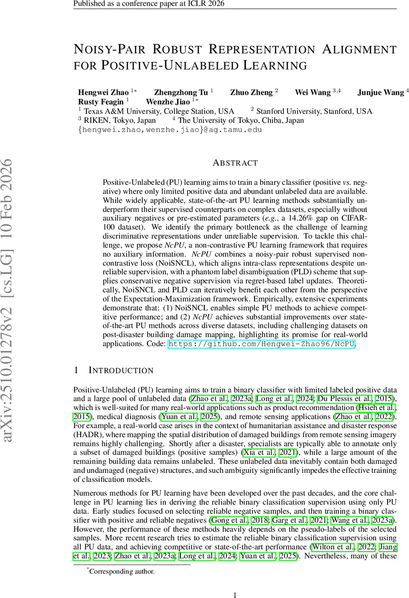 Noisy-Pair Robust Representation Alignment for Positive-Unlabeled Learning