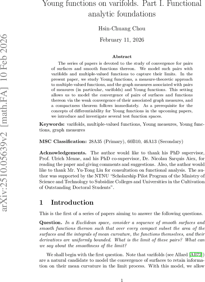 Young functions on varifolds. Part I. Functional analytic foundations
