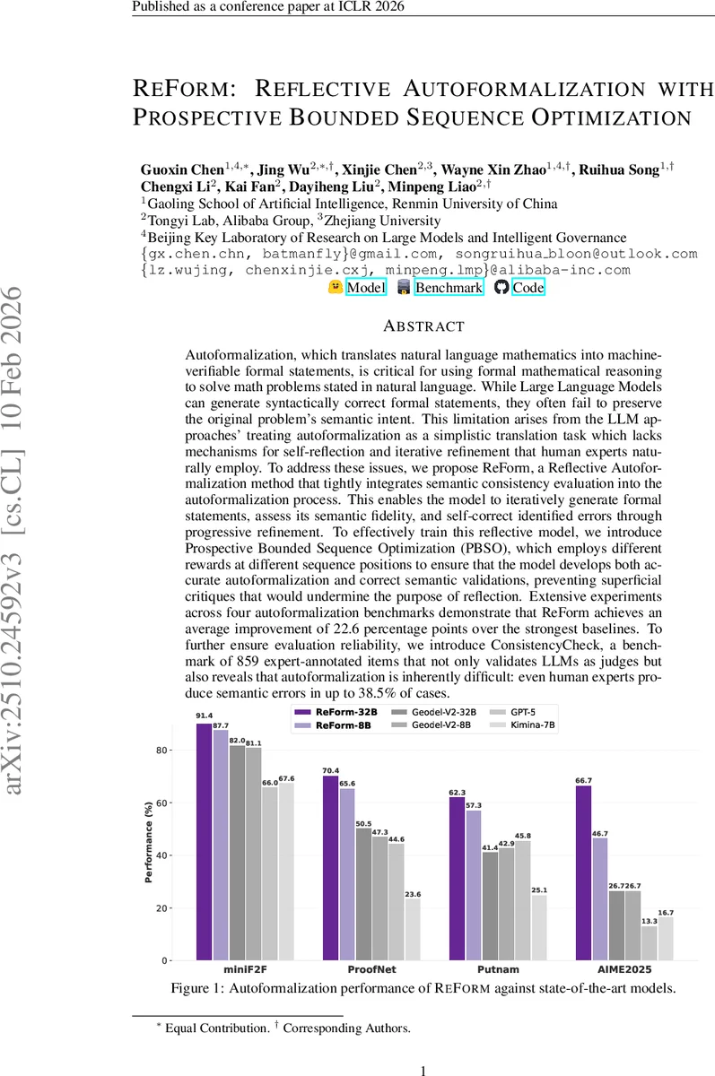 ReForm: Reflective Autoformalization with Prospective Bounded Sequence Optimization