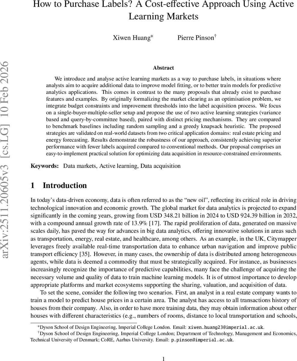 How to Purchase Labels? A Cost-Effective Approach Using Active Learning Markets