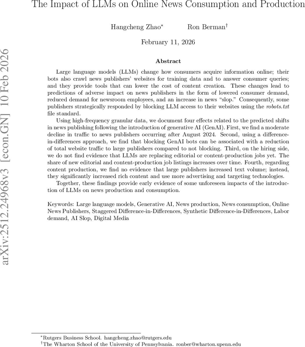 The Impact of LLMs on Online News Consumption and Production