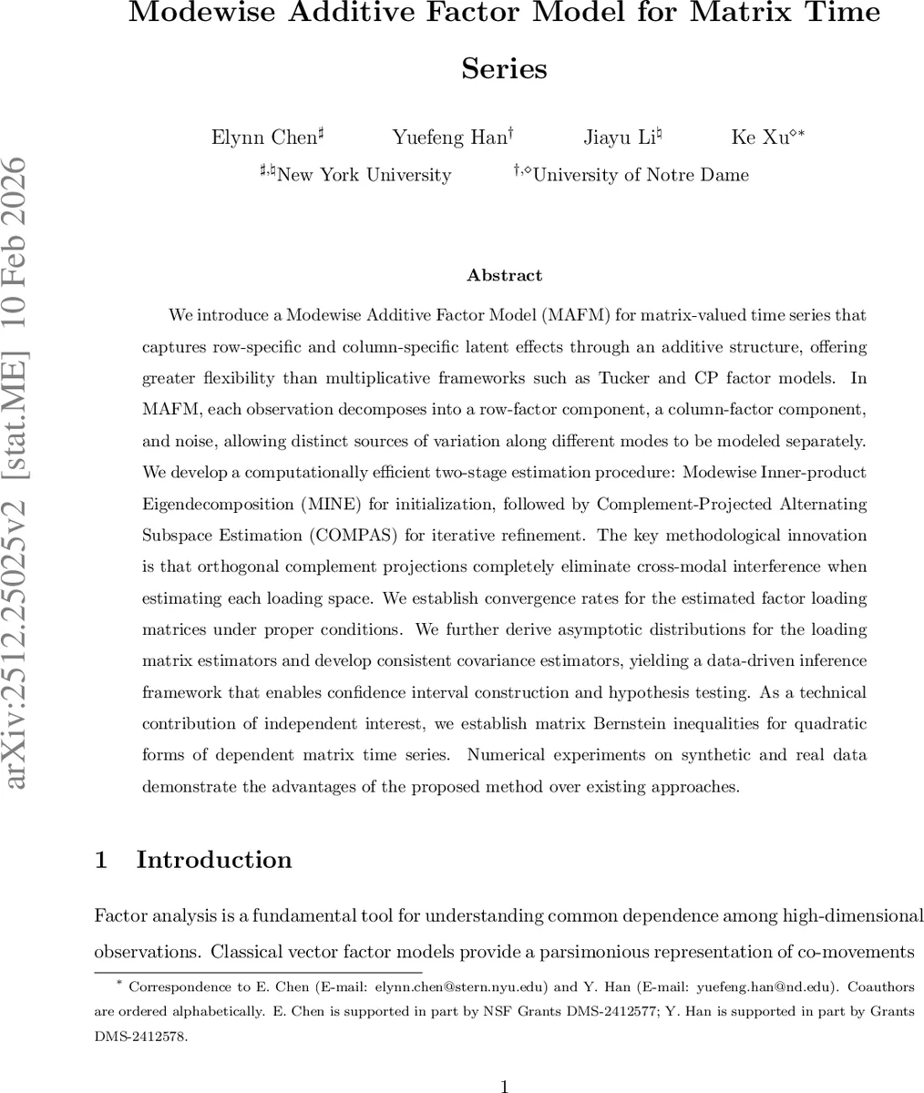 Modewise Additive Factor Model for Matrix Time Series