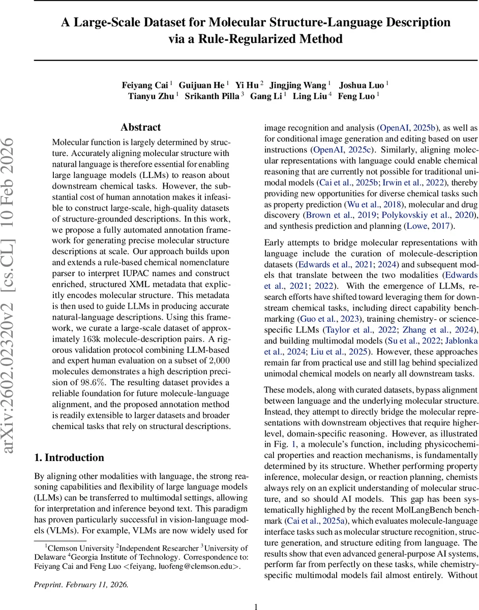 A Large-Scale Dataset for Molecular Structure-Language Description via a Rule-Regularized Method