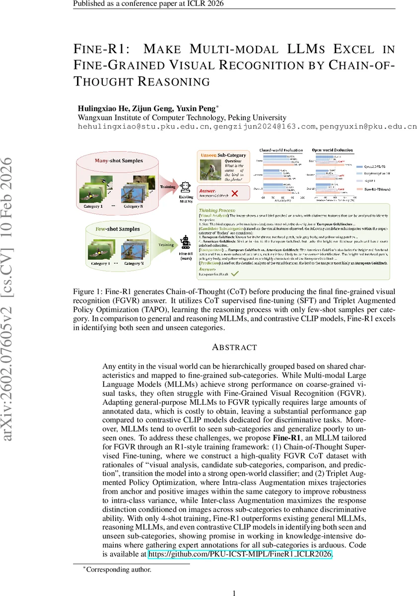 Fine-R1: Make Multi-modal LLMs Excel in Fine-Grained Visual Recognition by Chain-of-Thought Reasoning