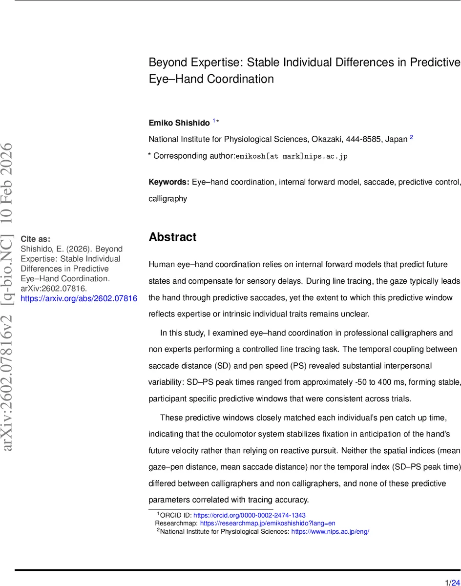 Beyond Expertise: Stable Individual Differences in Predictive Eye-Hand Coordination