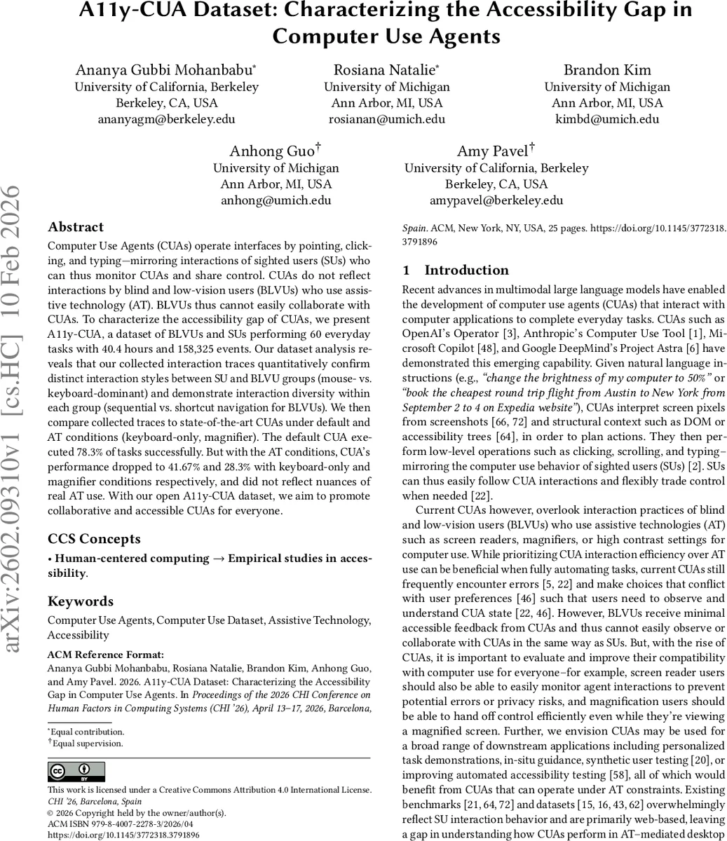 A11y-CUA Dataset: Characterizing the Accessibility Gap in Computer Use Agents