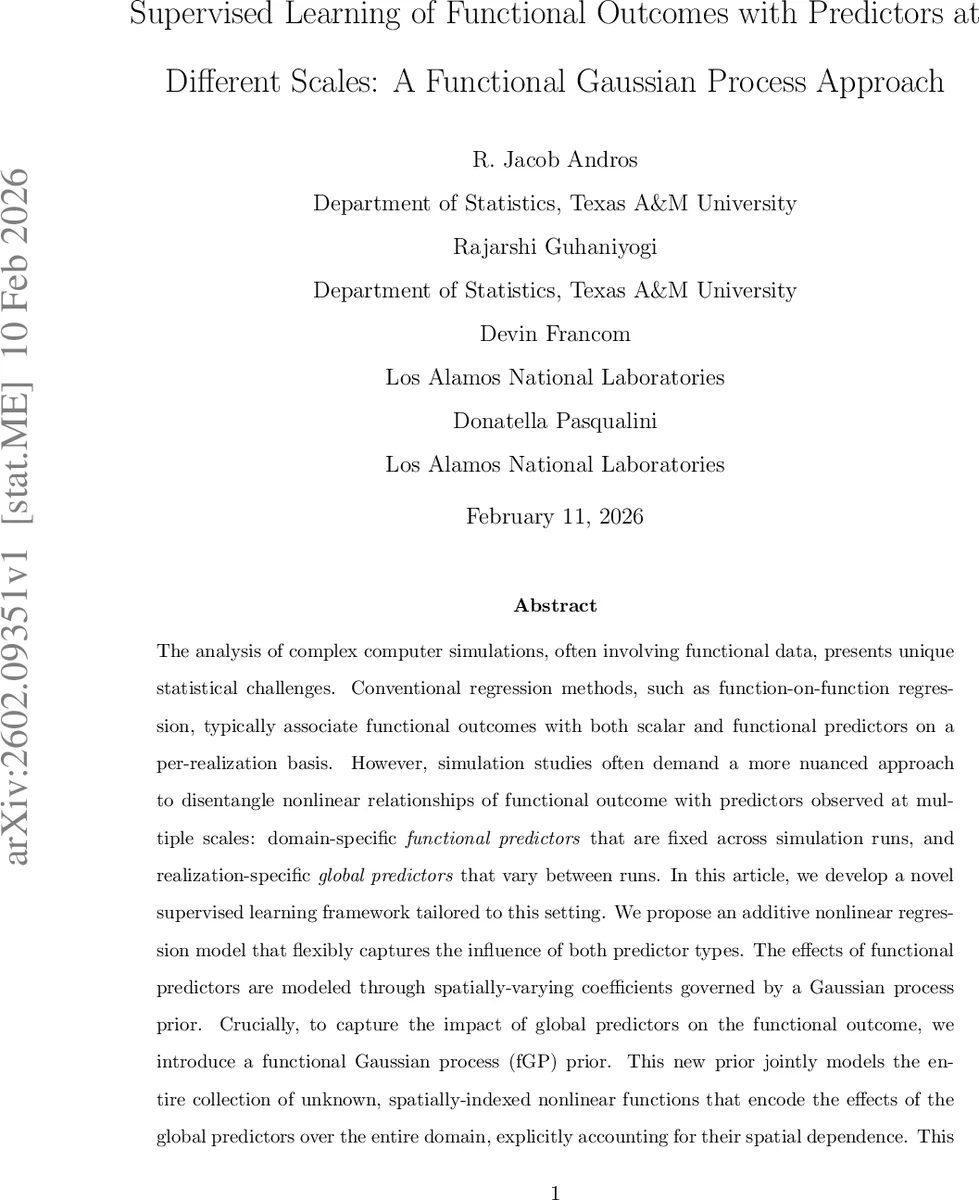 Supervised Learning of Functional Outcomes with Predictors at Different Scales: A Functional Gaussian Process Approach