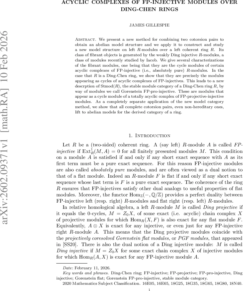 Acyclic complexes of FP-injective modules over Ding-Chen rings