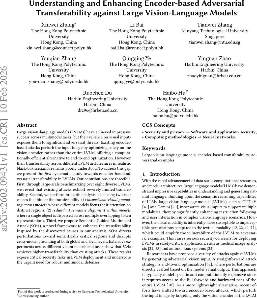 Understanding and Enhancing Encoder-based Adversarial Transferability against Large Vision-Language Models