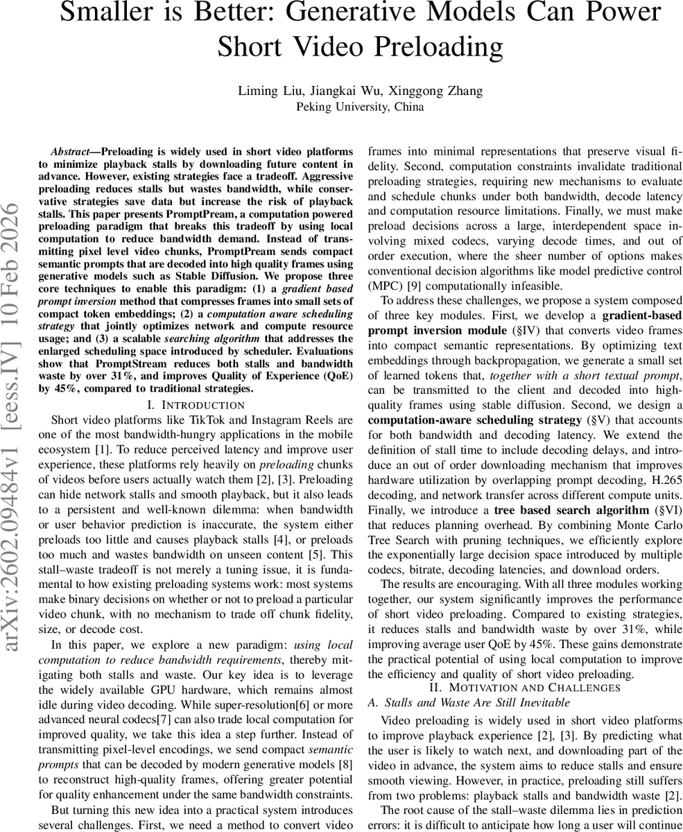 Smaller is Better: Generative Models Can Power Short Video Preloading