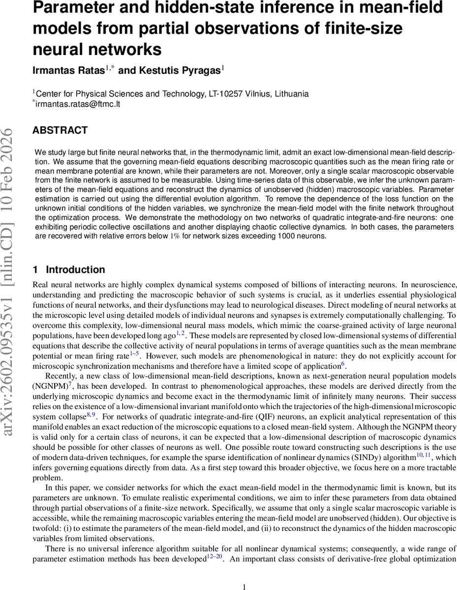 Parameter and hidden-state inference in mean-field models from partial observations of finite-size neural networks