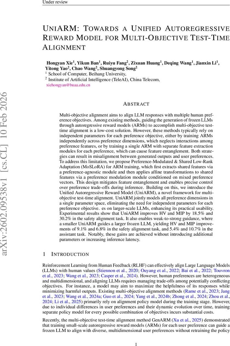 UniARM: Towards a Unified Autoregressive Reward Model for Multi-Objective Test-Time Alignment