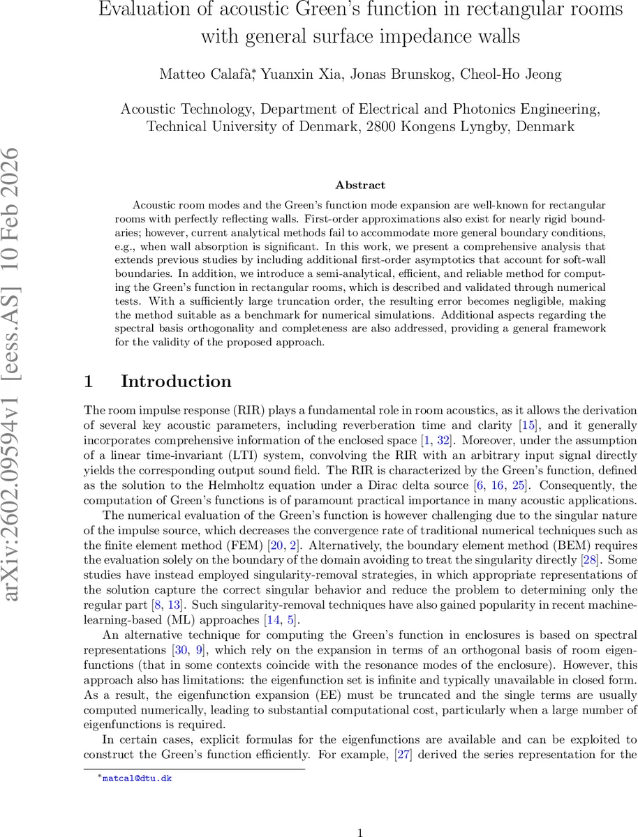 Evaluation of acoustic Green's function in rectangular rooms with general surface impedance walls