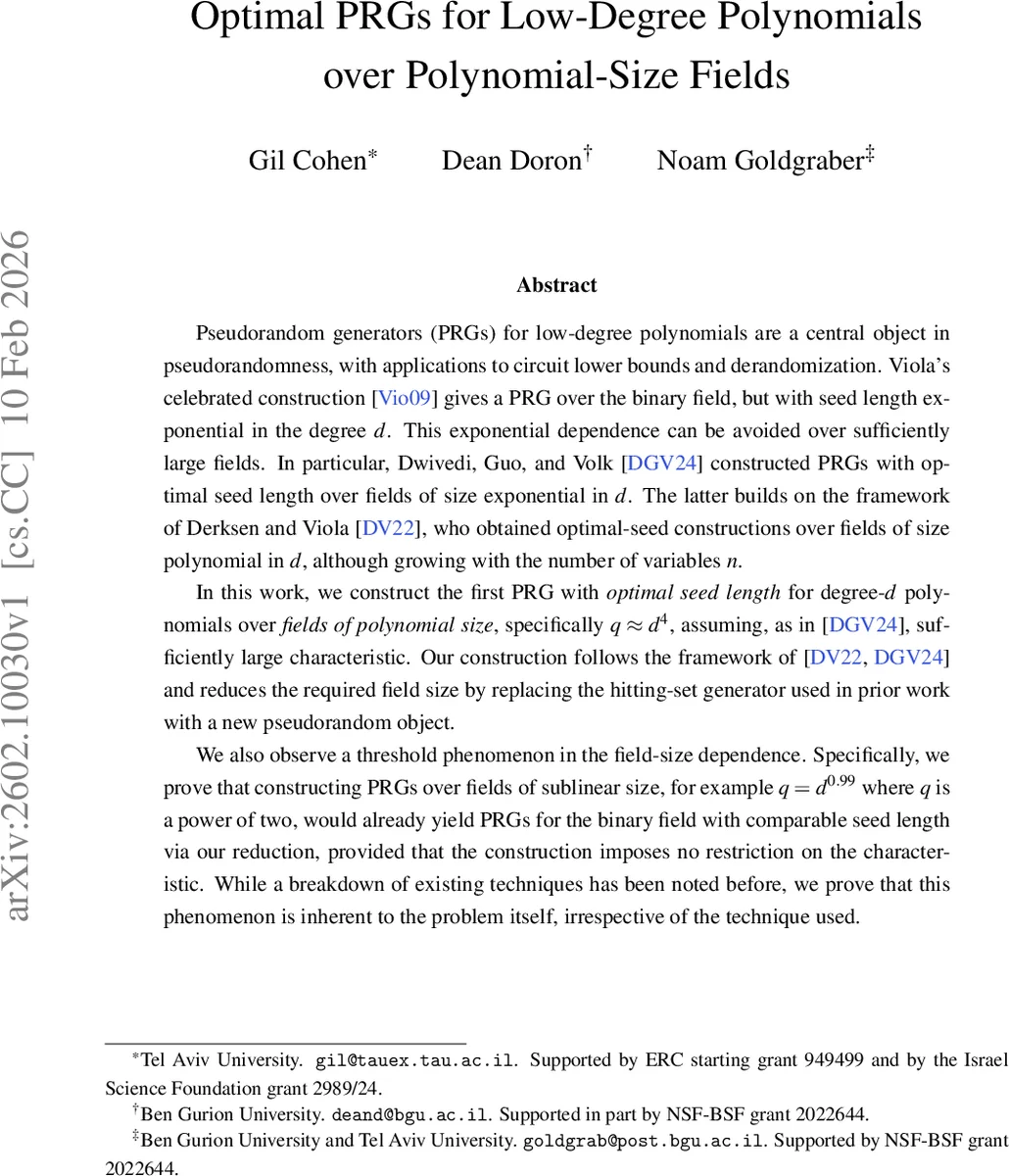Optimal PRGs for Low-Degree Polynomials over Polynomial-Size Fields