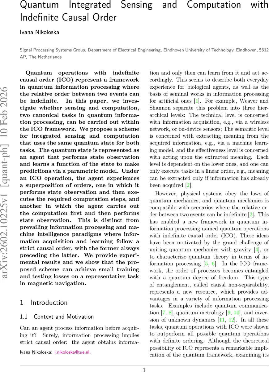 Quantum Integrated Sensing and Computation with Indefinite Causal Order