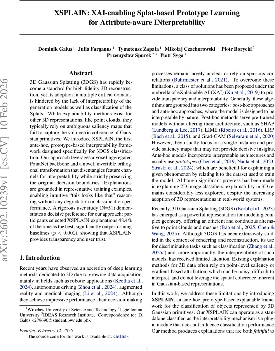 XSPLAIN: XAI-enabling Splat-based Prototype Learning for Attribute-aware INterpretability