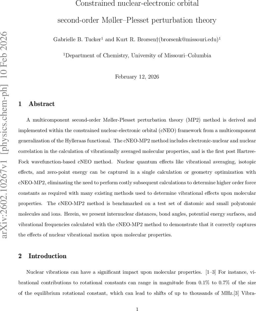Constrained nuclear-electronic orbital second-order Moller-Plesset perturbation theory